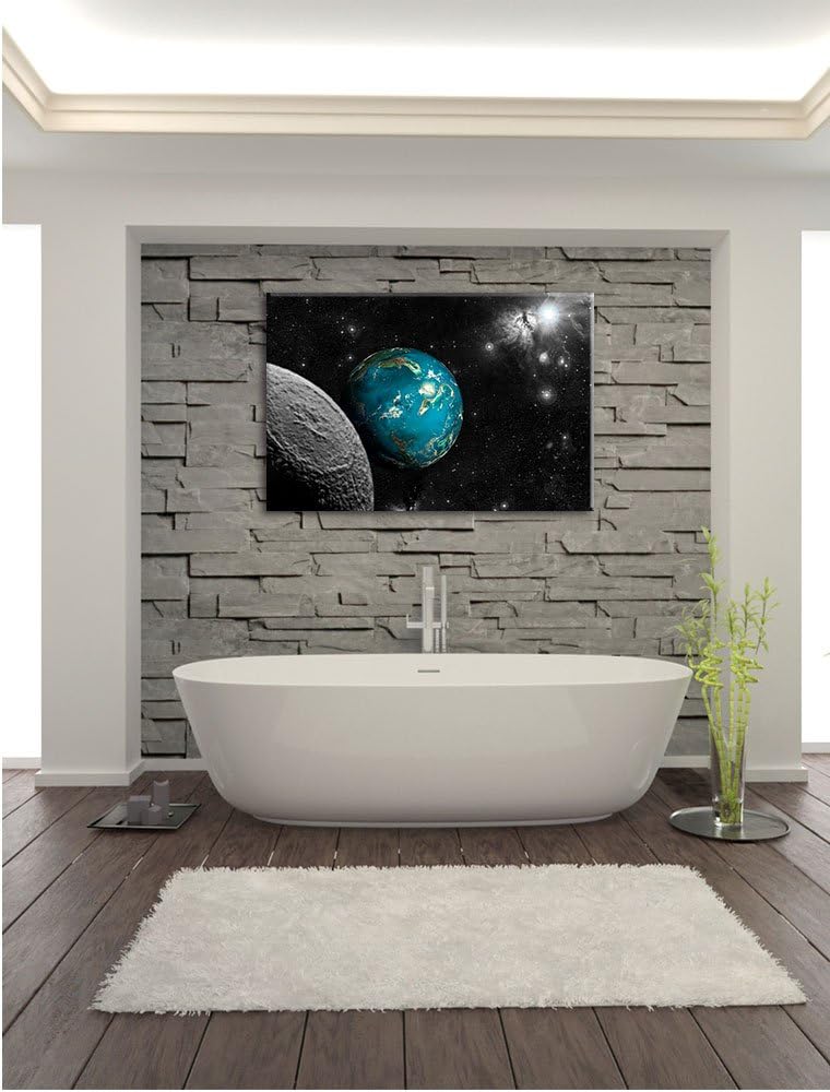 Pixxprint Planet Erde im Kosmos als Leinwandbild/Grösse: 100x70 cm/Wandbild/Kunstdruck/fertig bespan