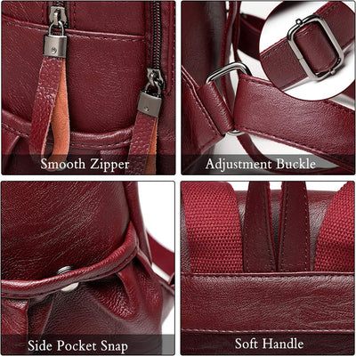 FANDARE Echtes Leder Rucksack Damen Stylisch Rucksäcke Wasserdicht Daypack Schultasche für Universit