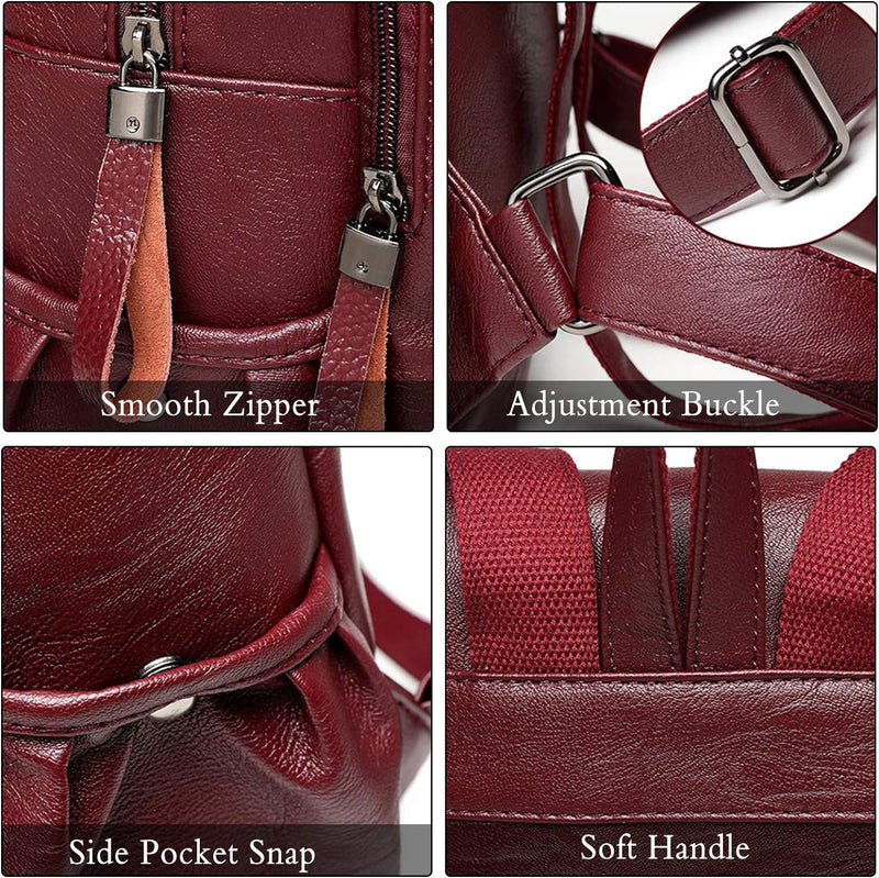 FANDARE Echtes Leder Rucksack Damen Stylisch Rucksäcke Wasserdicht Daypack Schultasche für Universit