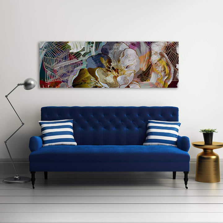 Wandbild Blumenmotiv Modern Deko Kunst Bilder stilvoll mehrfarbig 120x40 cm Deco panel 120x40 cm G,