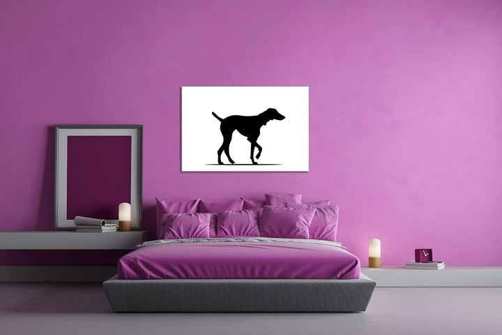 deyoli Hund beim spazieren Format: 80x60 Effekt: Schwarz&Weiss als Leinwandbild, Motiv fertig gerahm