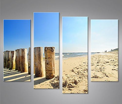 islandburner Bild Bilder auf Leinwand Ostsee Strand 4er XXL Poster Leinwandbild Wandbild Dekoartikel