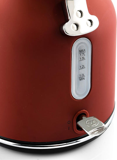 Westinghouse Retroline Frühstück-Set Rot, Toaster, Stabmixer & Wasserkocher, 1.7 Liter und Kalkfilte
