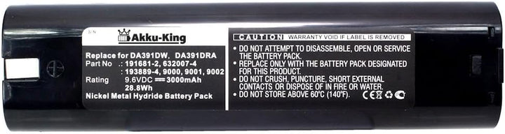 Akku-King Akku kompatibel mit Makita 193889-4, 632007-4 - Ni-MH 3000mAh 9.6 Volt - für 9033, 9034, B