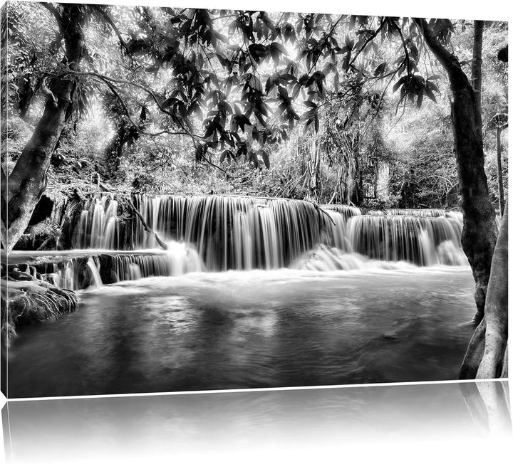 Pixxprint Kleiner Wasserfall im Dschungel als Leinwandbild/Grösse: 120x80 / Wandbild/Kunstdruck/fert