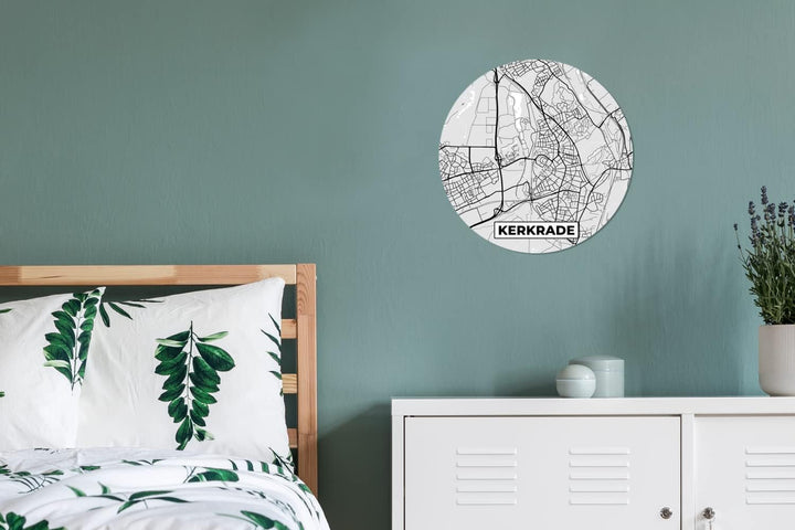 MuchoWow Wandbild Rund Wanddeko Deko Wohnzimmer Bilder 30x30 cm Kerkrade - Schwarz und weiss - Stadt