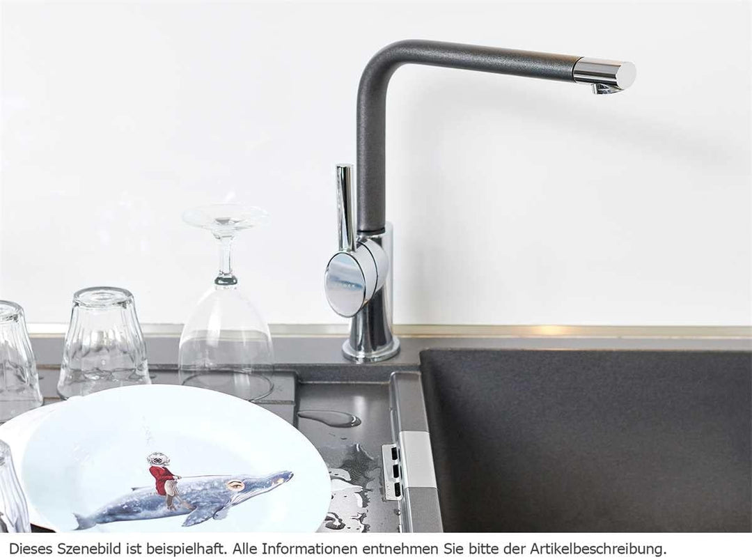 Schock 523000SIL Küchenarmatur Nimbus Silverstone – Hochdruck Armatur CRISTADUR mit Festauslauf und