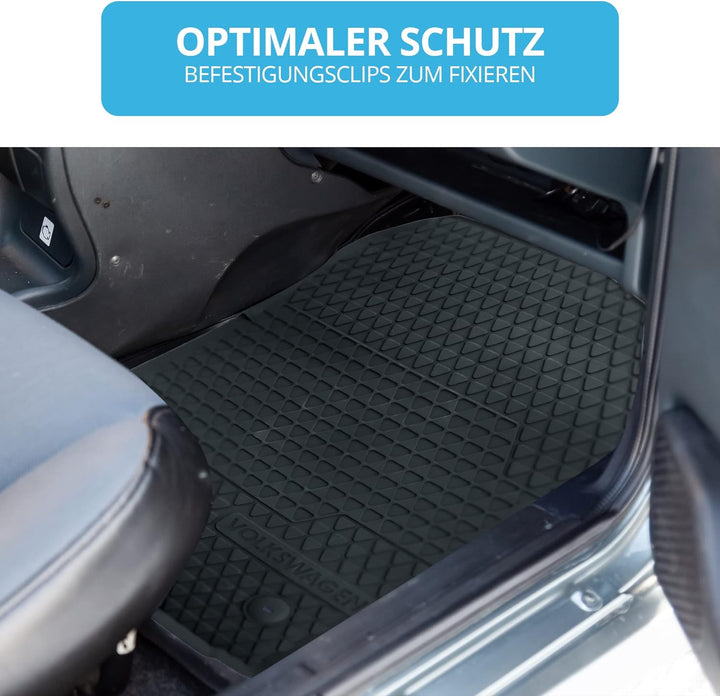 VW Caddy Fussmatten 2K1061502A ab Baujahr 1/2007, 2X Auto Gummimatten für vorne, Antirutschmatten mi