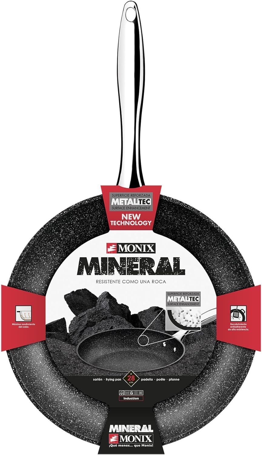 Monix Mineral - Pan 24 cm geschmiedetes Aluminium mit Antihaft, Steintyp, ohne PFOA, passende Indukt