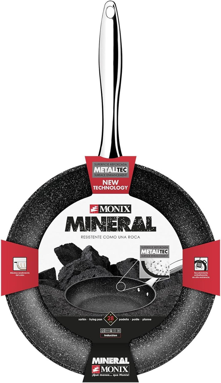 Monix Mineral - Pan 24 cm geschmiedetes Aluminium mit Antihaft, Steintyp, ohne PFOA, passende Indukt