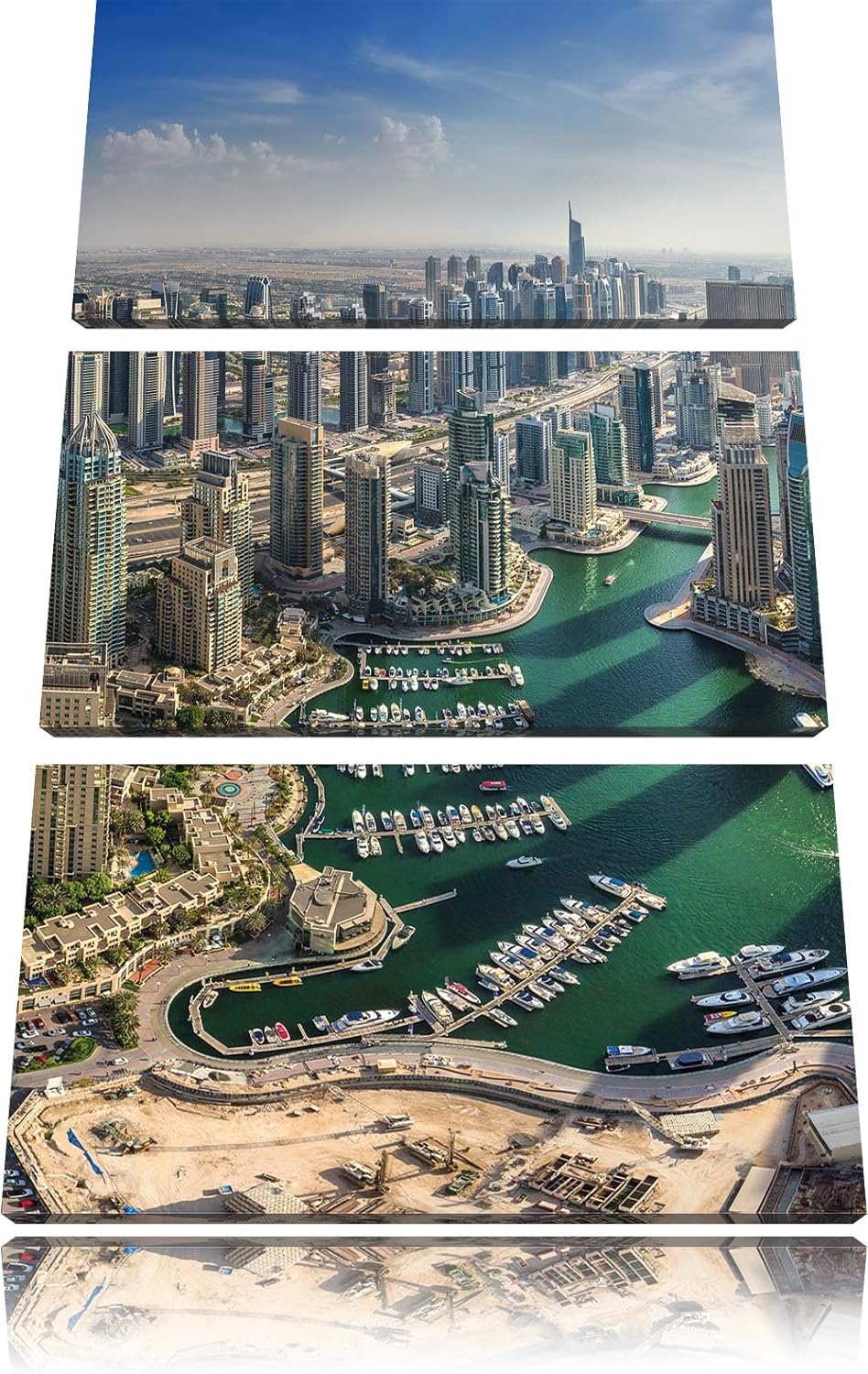 Pixxprint Dubai Hotel Burj al Arab / 3-Teilig/Gesamtmass 120cm Leinwandbild bespannt auf Holzrahmen/