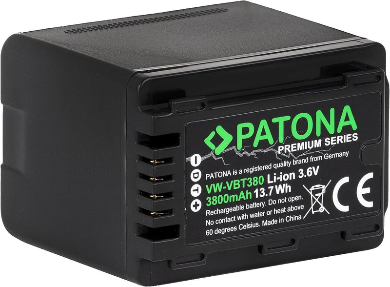 PATONA Premium Akku VW-VBT380-E (echte 3800mAh) mit Infochip - Kompatibel mit Panasonic HC VXF11 VXF