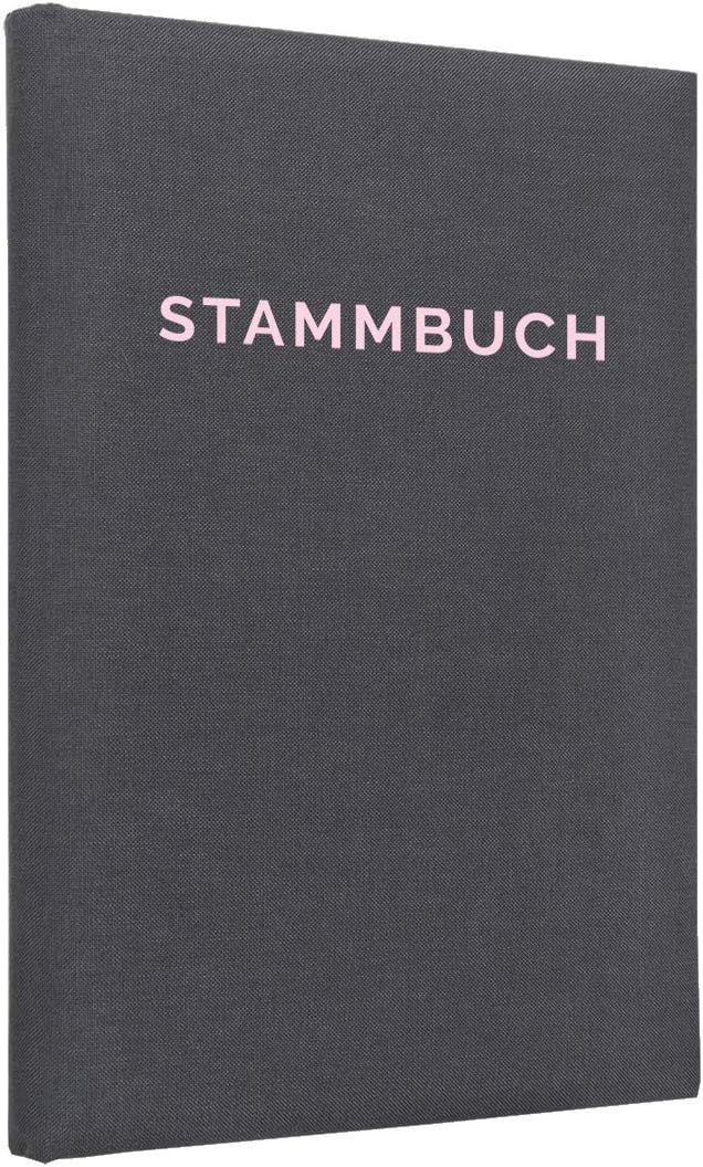 Hochzeitideal Stammbuch der Familie Serie 'Linea' Leinen dunkelgrau (Rosa, 21,0 x 14,0) Rosa 21,0 x