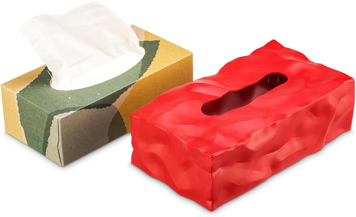 Essey Kosmetiktücher-Box Wipy Cube II, rechteckiger Taschentuchspender, Design Taschentuchbox Rot, R