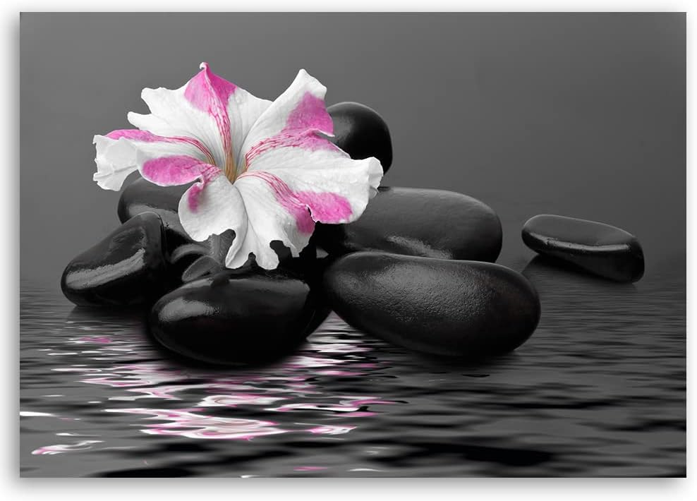 Feeby Vlies Leinwandbild XXL Steine Wasser Spa Zen 120x80 cm Wandbild Kunst Bilder Schlafzimmer Deko