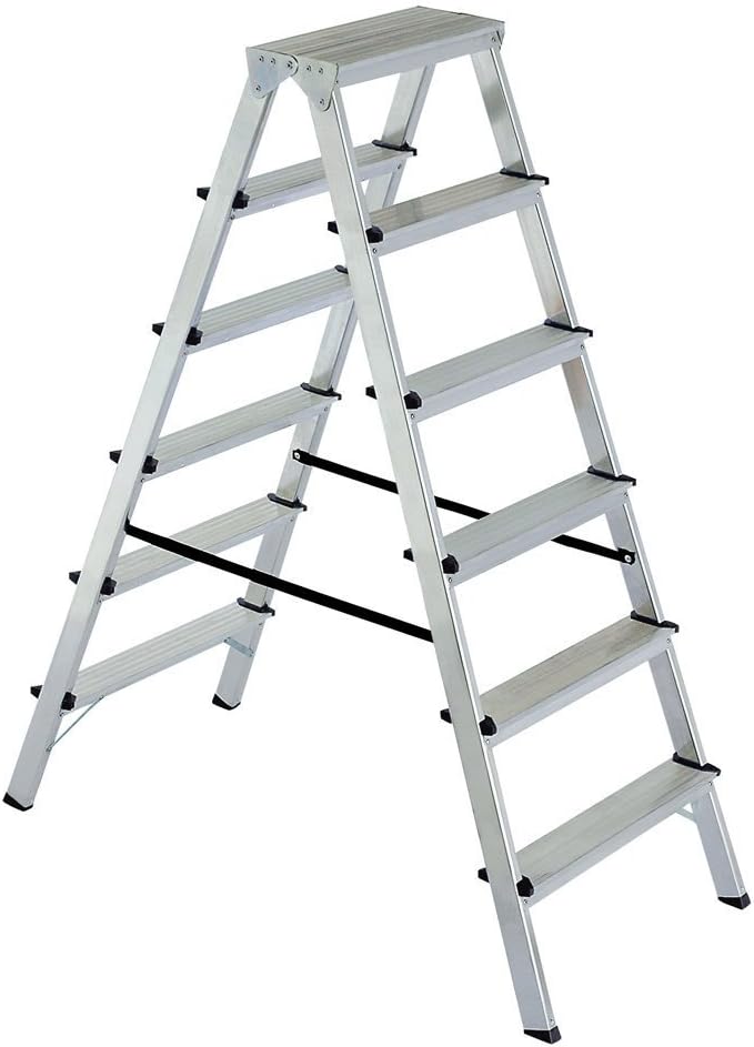 Doppelleiter/Bockleiter aus Alu 2x6 Stufen, max. erreichbare Arbeitshöhe 3300 mm