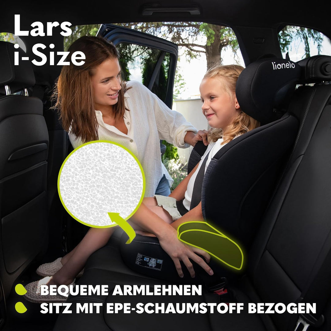 LIONELO LARS i-Size Kinderautositz 100–150 cm, Gruppe 2 3, Seitenschutz 10 Grad, Kopfstützenverstell