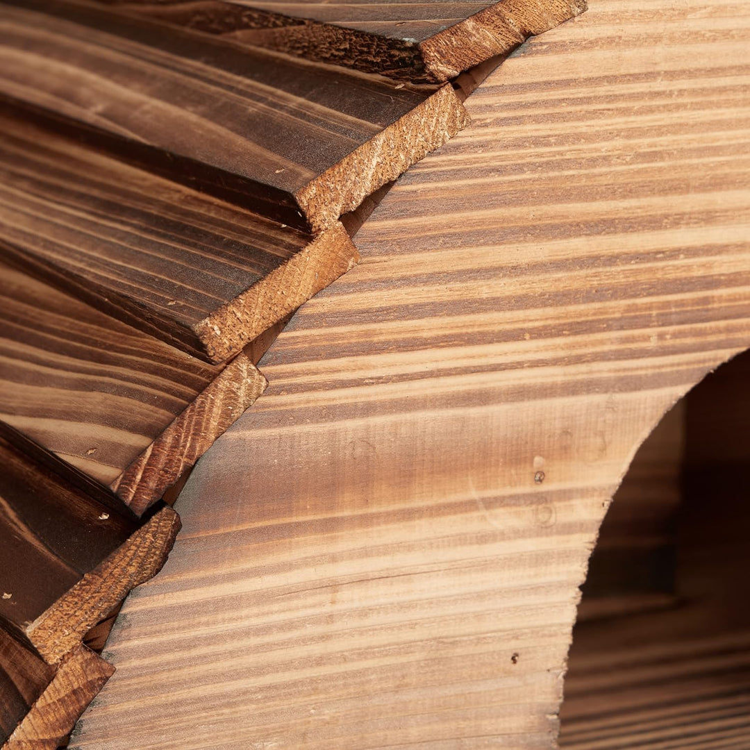 Relaxdays Igelhaus, geflammtes Holz, Igelhotel Boden, katzensicher, Winterquartier Igel, Garten, HBT