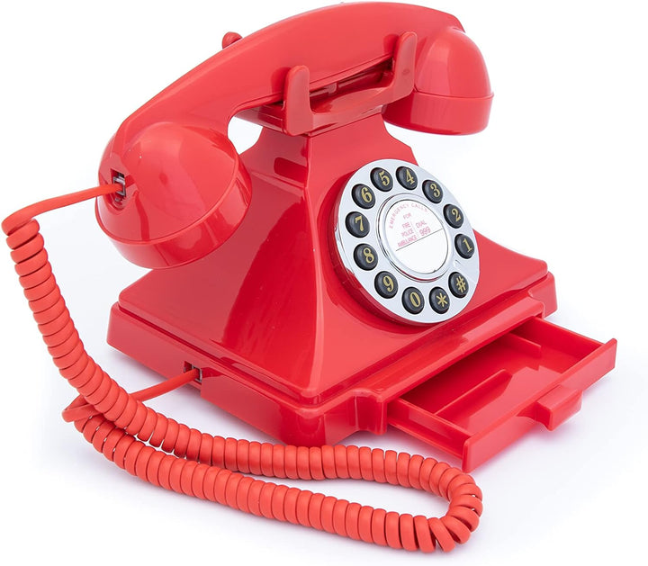GPO 1929 S Classic Carrington Retro Drucktasten-Telefon 20er Jahre Design mit ausziehbarer Schublade
