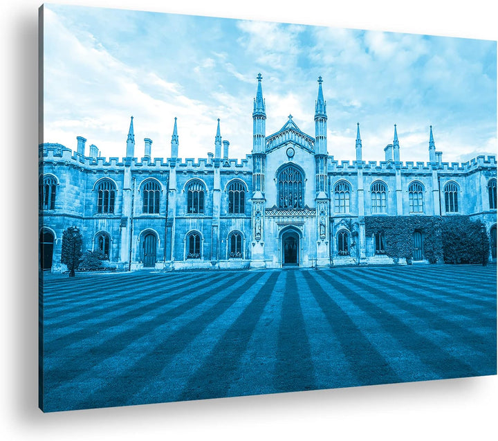 Cambridge Denkmal in der USA Format 80x60 Effekt: Monocrome Blau als Leinwandbild, Motiv fertig gera