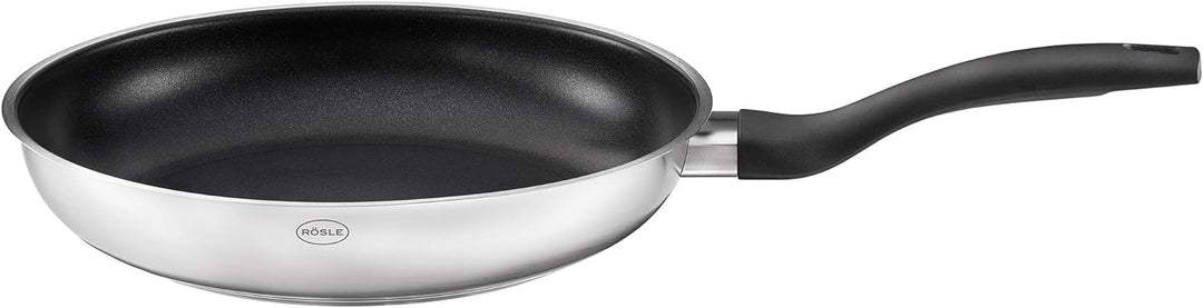 RÖSLE Basic Line Bratpfanne Ø 28 cm, Universalpfanne mit Antihaftversiegelung ProPlex, Edelstahl 18/