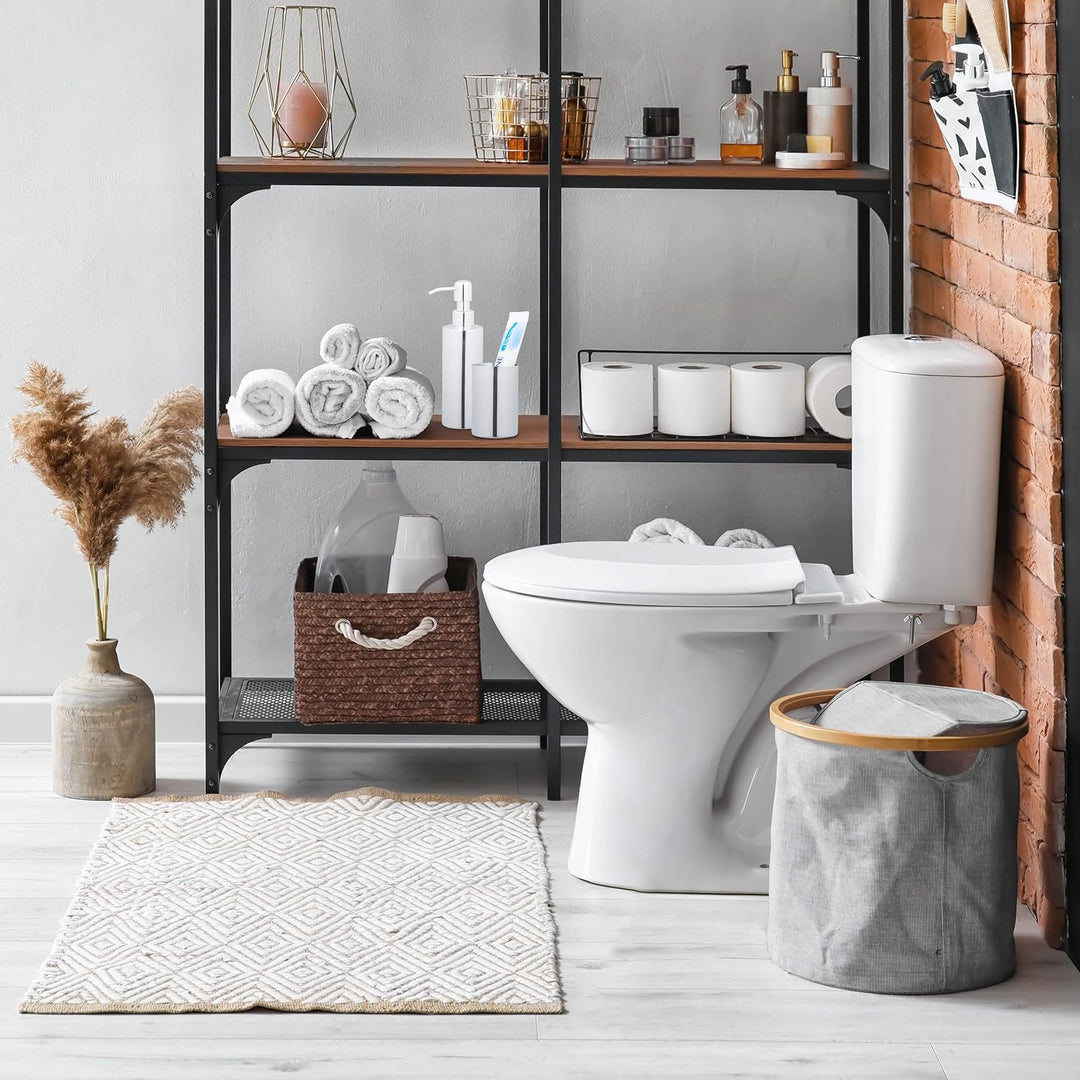 Relaxdays Badezimmer Set, 4-teilig, Badaccessoires Edelstahl poliert, komplette Badezimmerausstattun