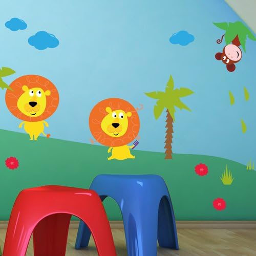 Wandkings Dschungeltiere Wandsticker Megapack Set, 76 Aufkleber, Gesamtfläche 260 x 70 cm