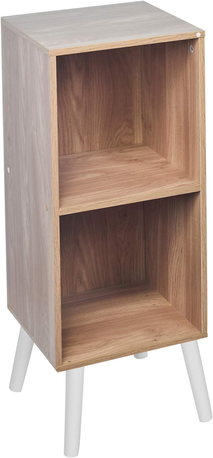 URBNLIVING Bücherregal aus Holz im skandinavischen Stil, Beine aus Eiche, weisse Beine Bücherregal a