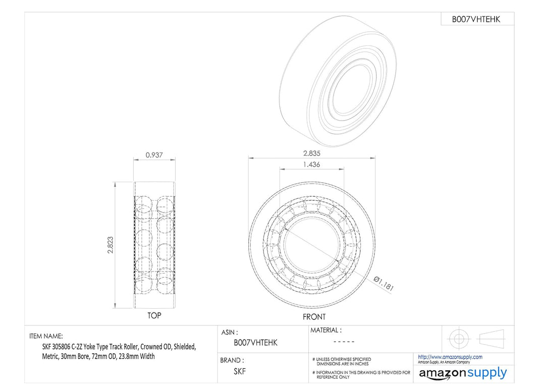 SKF 305806 C-2Z Radial-Kugellager, eckig, Stahl