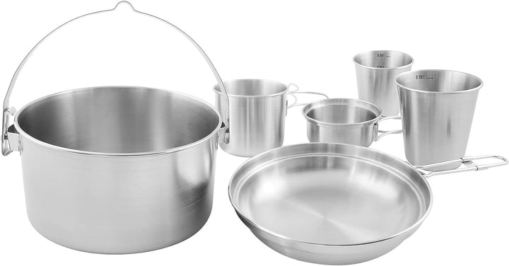 Tatonka Camping-Kochgeschirr Mini Set II (6-teilig) - Edelstahl-Geschirr mit Topf, Deckel und drei T