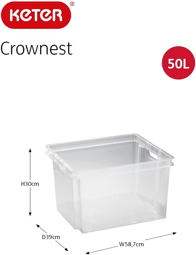 Keter Crownest Box 50 l, Transparent, 58.7 X 39 X 30 cm