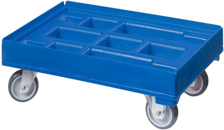 4 Stück Hygiene Transportroller für Kisten 60 x 40 cm mit 2 Bock- und 2 Lenkrollen in blau