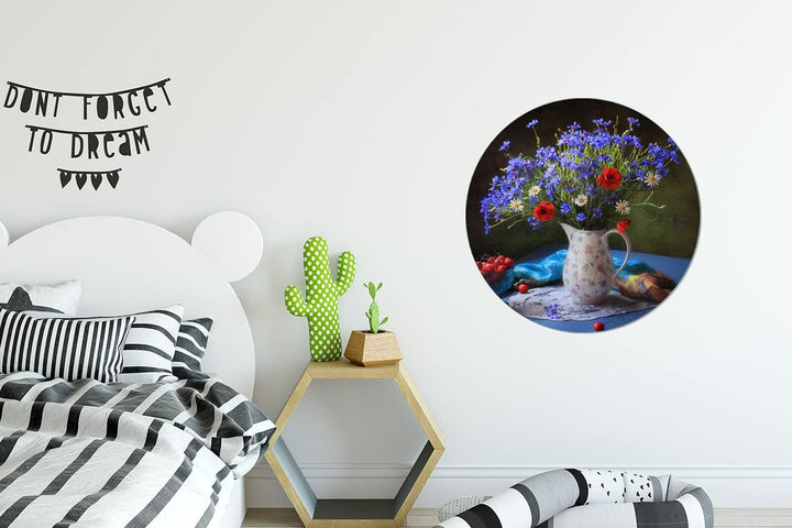 MuchoWow Wandbild Rund Wanddeko Deko Wohnzimmer Bilder 60x60 cm Blumen - Farben - Stilleben, 60x60 c