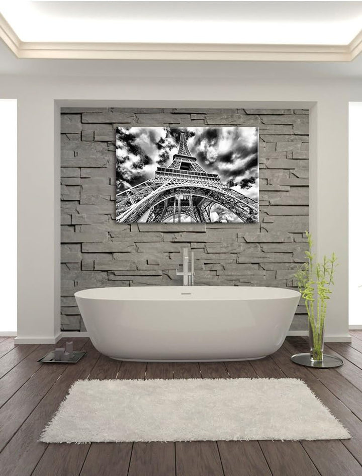 Monocrome, Prächtiger Eifelturm in Paris, Format: 100x70 auf Leinwand, 100x70