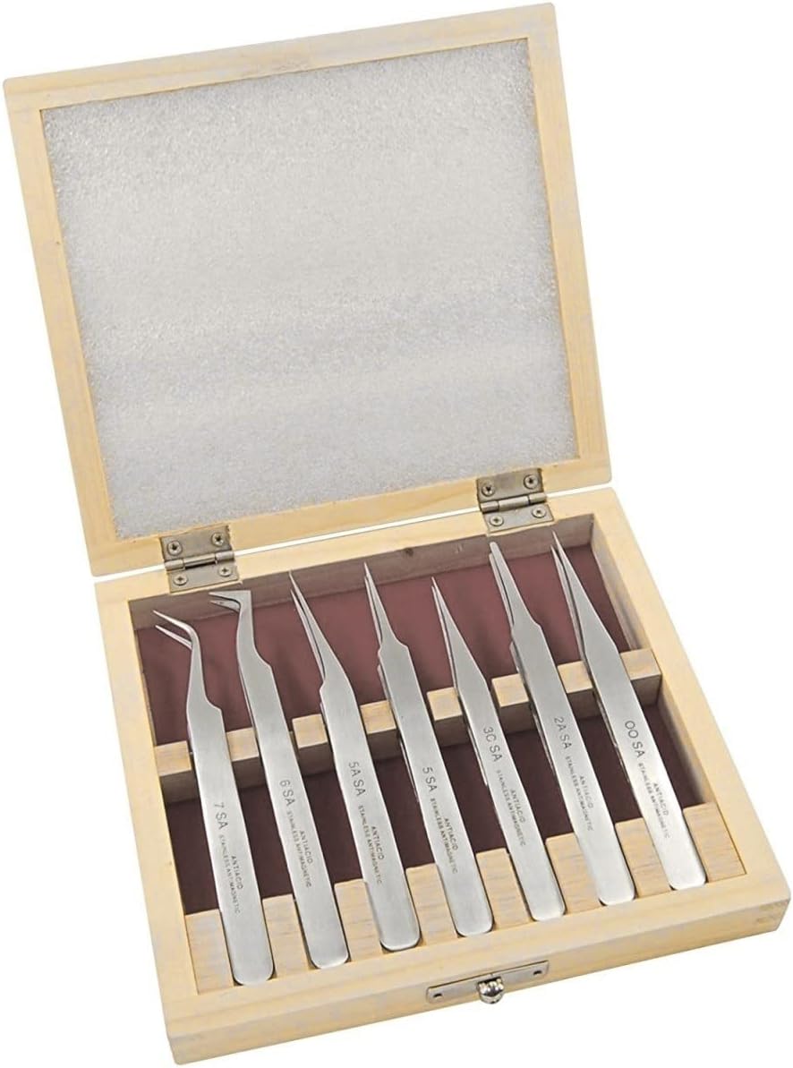 7 SA Pinzetten für die Uhrenreparatur von S1 Deluxe© - Uhrmacherpinzetten - Uhrenwerkzeug