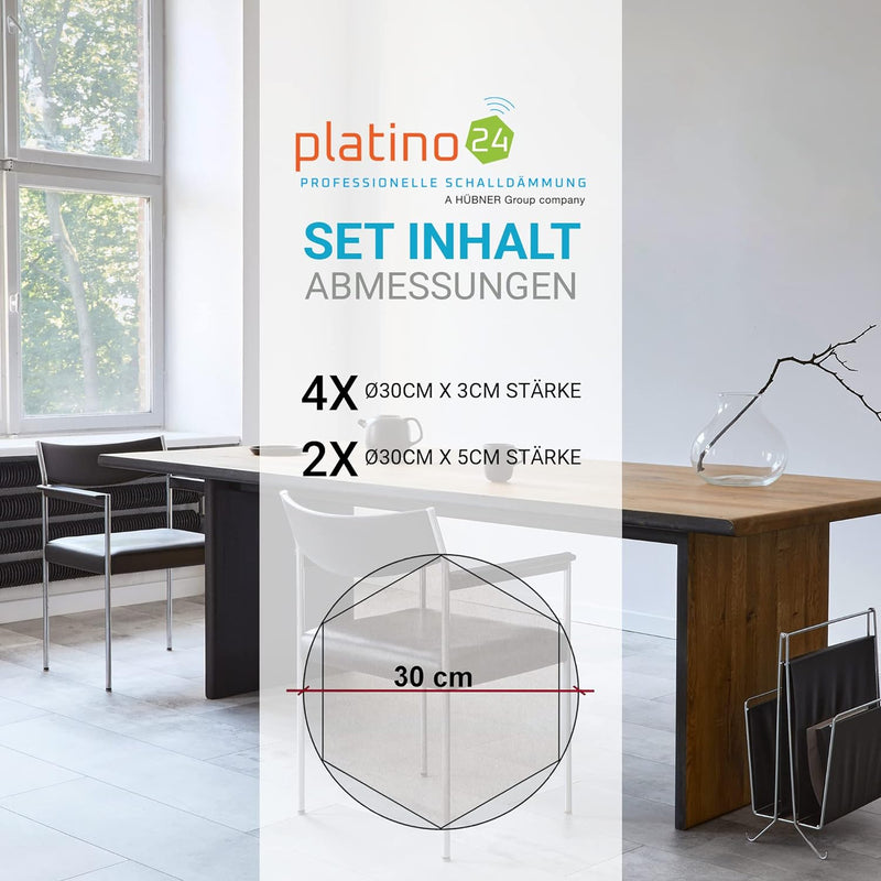 Schallabsorber 3D-aus Basotect G+ Set - 6 Hexagon Akustik Elemente - Stärke: 30/50 mm, 30/50 mm