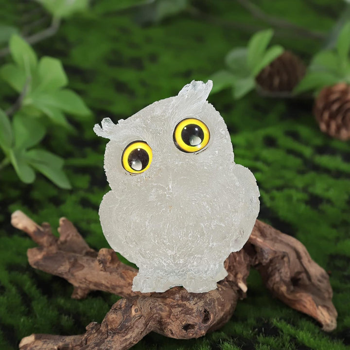 KYEYGWO Bergkristall Nette Kristall Eule Figur Ornamente, Mini Stein Käuzchen Statuen Harz Tier Skul
