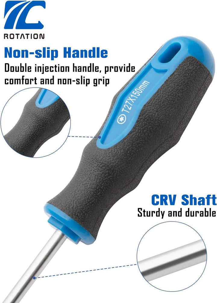 10 tlg magnetisches Torx-Schraubendreher-Set, schwarz lackierte Spitze mit Mittelloch, professionell