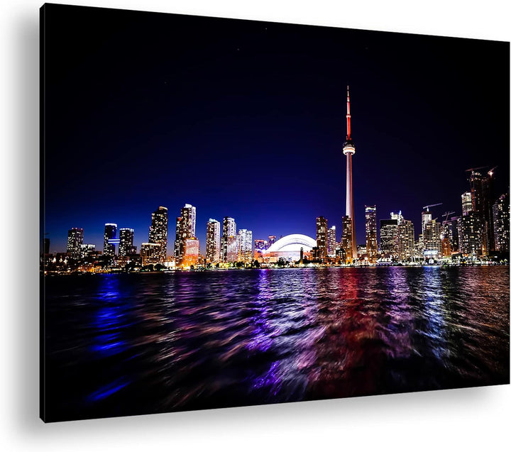 deyoli farbenfrohe Küste von Toronto Format: 80x60 als Leinwand, Motiv fertig gerahmt auf Echtholzra
