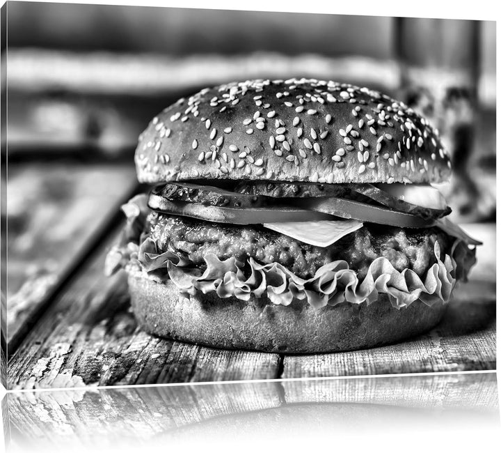 Pixxprint Burger Hamburger Fast als Leinwandbild/Grösse: 100x70 cm/Wandbild/Kunstdruck/fertig bespan