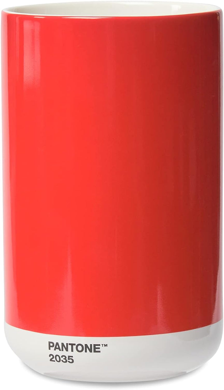 PANTONE Porzellan Vase mit Geschenkbox, Jar, dekorative hochwertige Blumenvase, 1 Liter, Red 2035 C,