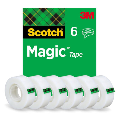 Scotch Magic Invisible Tape, 19 mm x 33 m, 6 rolls & Scotch Tischabroller schwarz – Klebebandabrolle