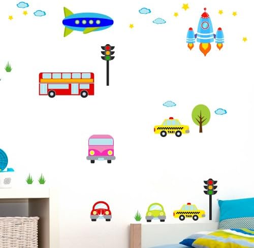 Wandkings Autowelt Wandsticker Megapack Set, 64 Aufkleber, Gesamtfläche 260 x 70 cm