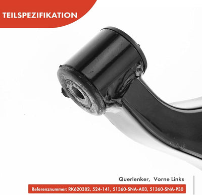 Frankberg Querlenker Vorne Links Kompatibel mit Civic VIII Stufenheck FA FD 1.3L 1.6L 1.8L 2005-2012