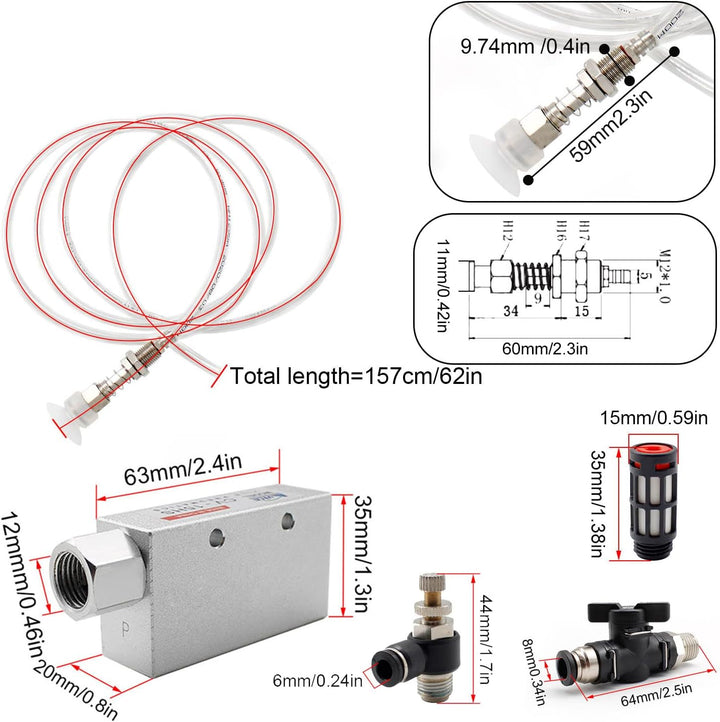 SRJQXH Pneumatik Vakuumerzeuger Manipulator Anzug, mit Schalldämpfer, PU Pneumatikschlauch, Pneumati