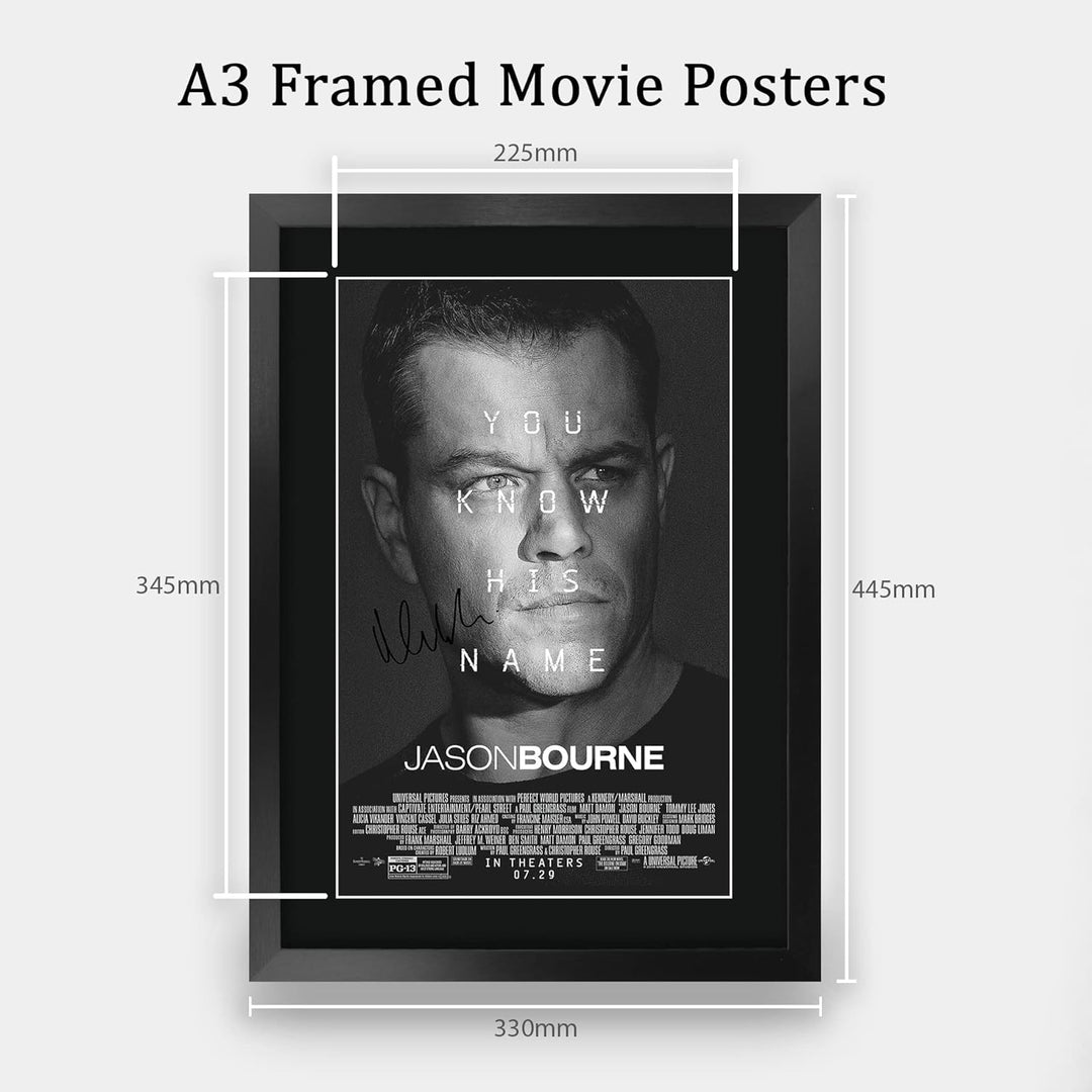 HWC Trading FR A3 Jason Bourne Matt Damon Geschenke Geduckter Poster Signiertes Autogramm Foto für F
