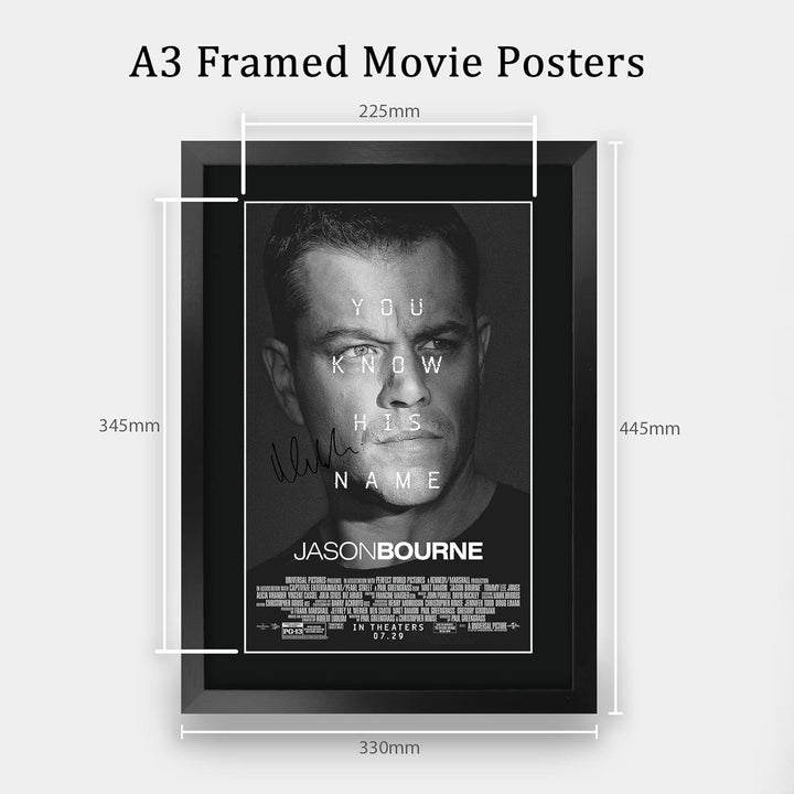 HWC Trading FR A3 Jason Bourne Matt Damon Geschenke Geduckter Poster Signiertes Autogramm Foto für F