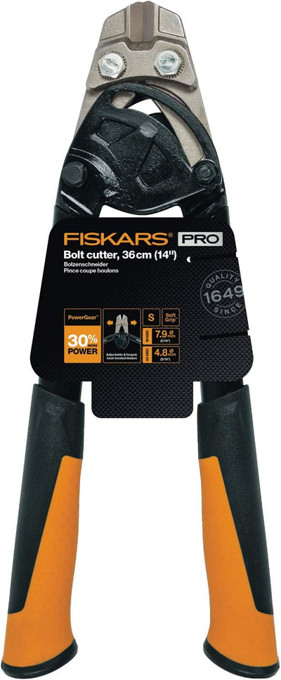 Fiskars Bolzenschneider, Bis zu 30% mehr Kraft, Länge 36 cm, Stahl/Kunststoff, Schwarz/Orange, Power