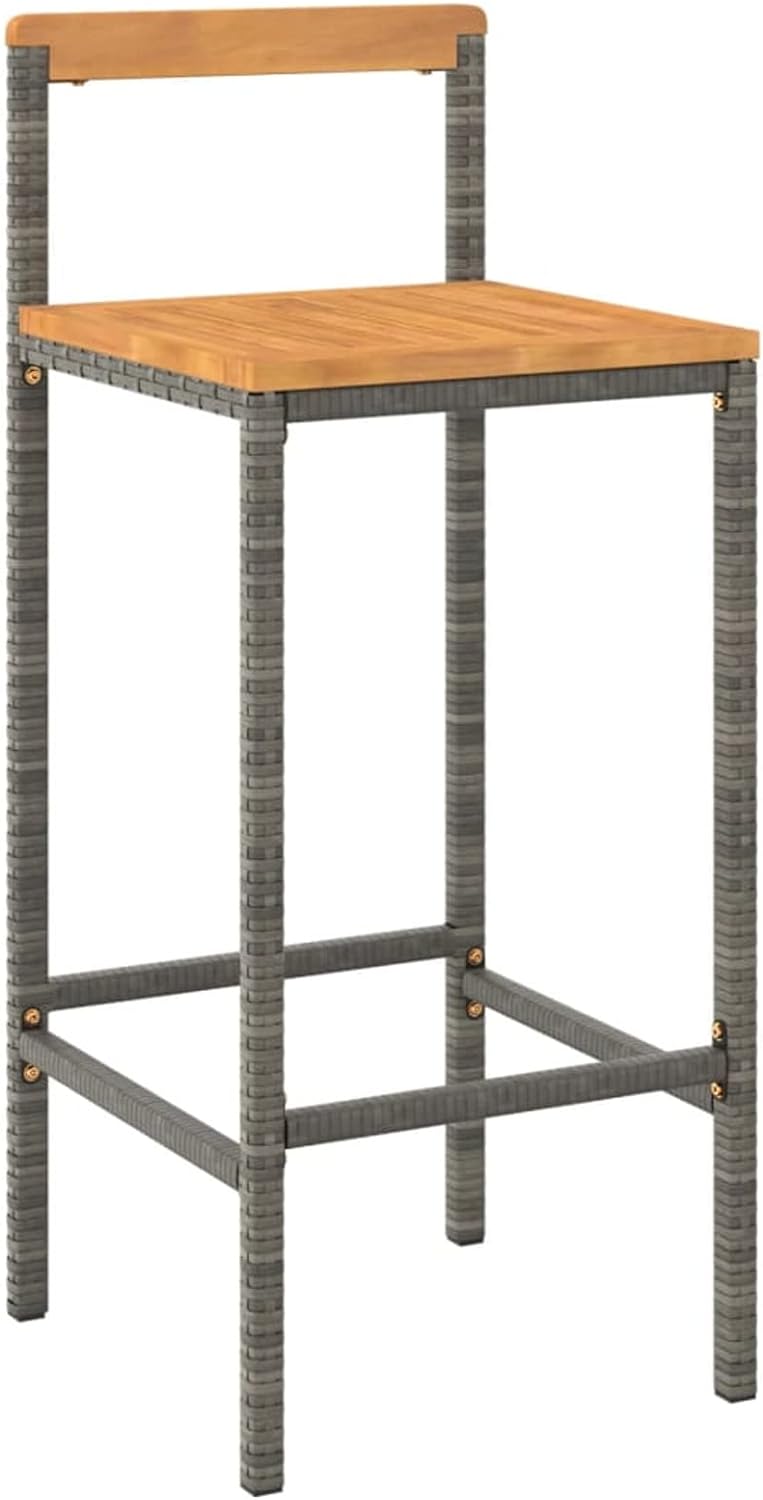 Tidyard 5-TLG. Gartenbar Set, Bartisch mit Barhocker Set, Bartisch Set Outdoor, Bar Set, Grau Poly R