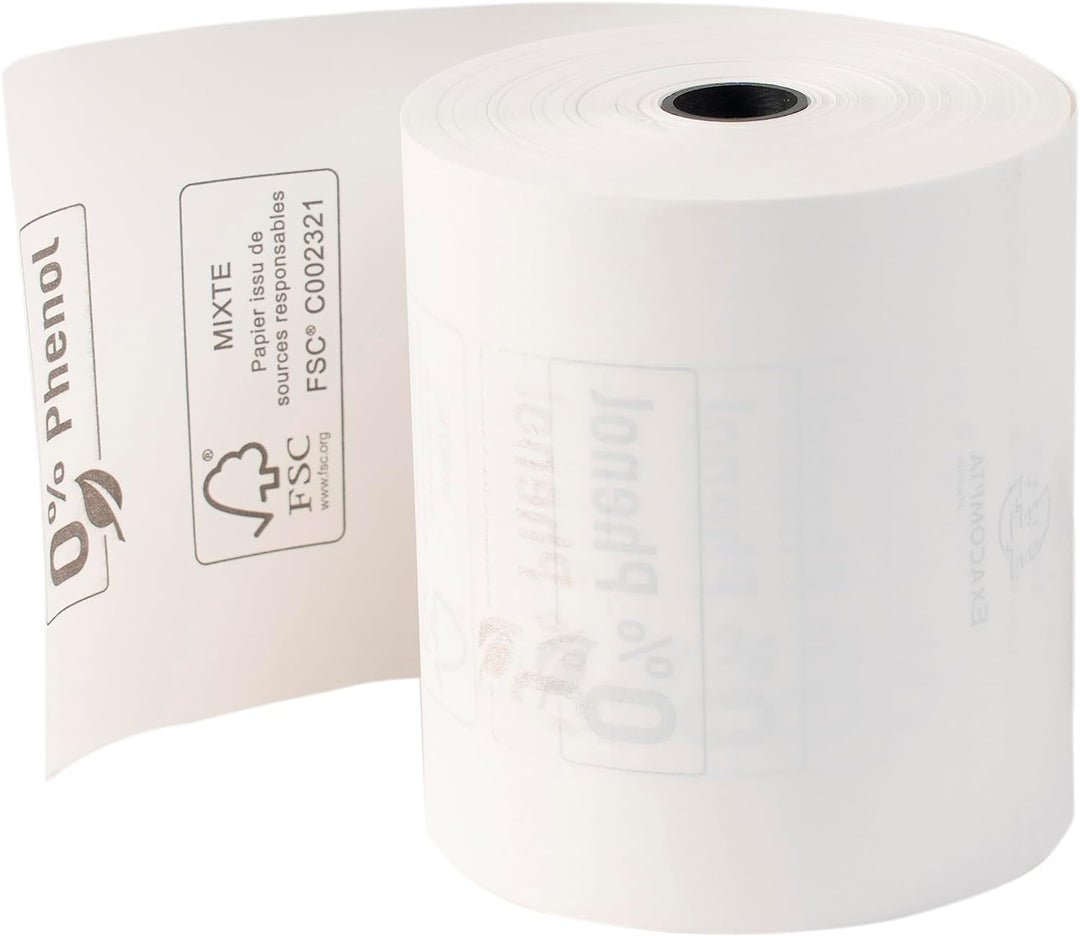 Exacompta 43818E 30er Pack Thermopapierrollen 1-lagig Breite: 80mm, Länge: 76m, Durchmesser Kern: 12